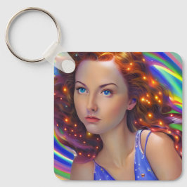 Dreamy Girl med Rainbow Ljus Nyckelring