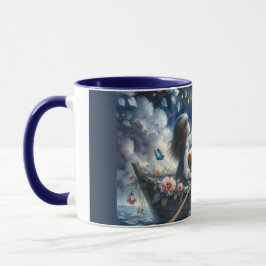 Dreamy Girl Rowing Boat Moonlit Fantasy Scene Mugg
