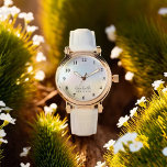Dreamy  Glitter Anpassa Snyggt för Neutralt Armbandsur<br><div class="desc">Dreamy Customize Neutralt Snyggt Monogram Namn. Den här eleganten och den moderna klockan är designade med handskrivna manustypografi parad med en blocktypografi i svart på en chic Dreamy Rosa Blue Glitter bakgrund och har utrymme för dig att skriva din kvinnas namn. Monogrammet namn kan lätt bli personlig för att göra...</div>