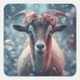 Dreamy Goat Art Fyrkantigt Klistermärke