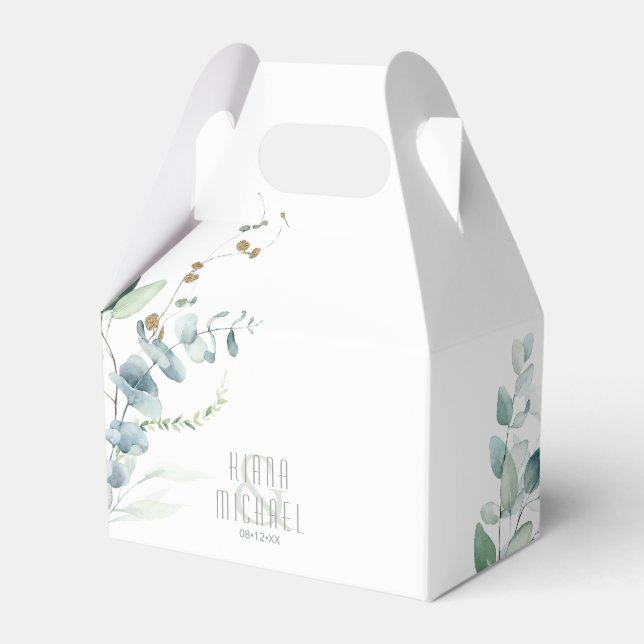 Dreamy Greenery Bröllop Grönt/Blue V2 ID817 Presentaskar (Framsidan Sidan)