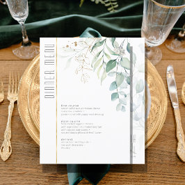 Dreamy Greenery Bröllop Menu V2 Grönt/Blue ID817 Meny