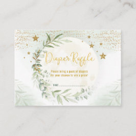 Dreamy Greenery Guld Måne & Stars Diaper Raffle Tilläggskort
