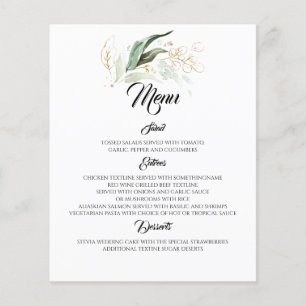 Dreamy Greenery och Eucalyptus Lövs Bröllop Menu Flygblad