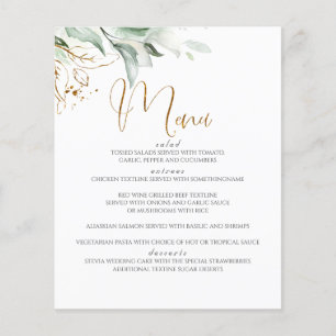 Dreamy Greenery och Eucalyptus Lövs Bröllop Menu Flygblad