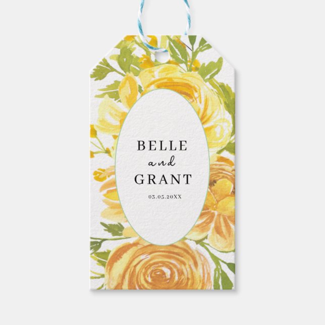Dreamy Gul ros Bröllop Presentetikett (Framsidan)