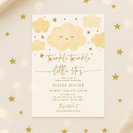Dreamy Guld Twinkle Star Cloud Baby Shower Inbjudningar
