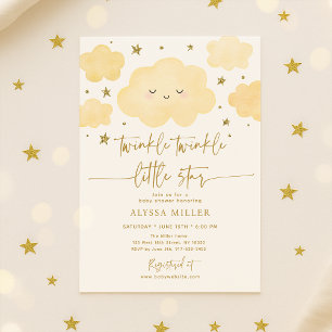 Dreamy Guld Twinkle Star Cloud Baby Shower Inbjudningar