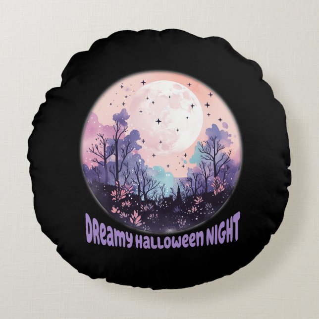 Dreamy Halloween Night Rund Kudde (Framsidan)