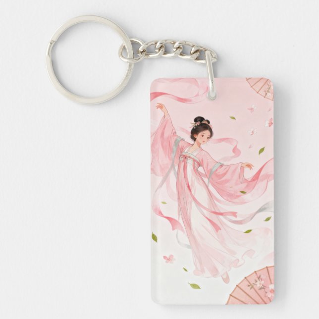 Dreamy Hanfu Girl Keychain Nyckelring (Framsidan)