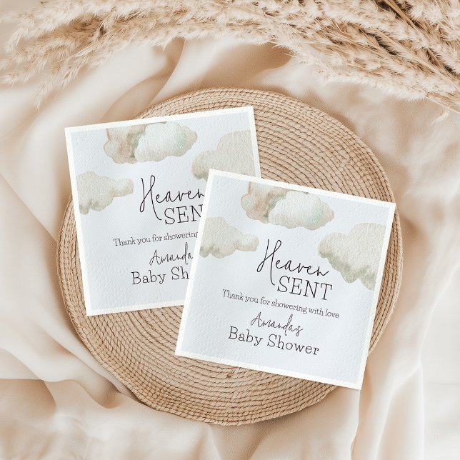 Dreamy Heaven Sent Blue Boy Shower Pappersservett (Skapare uppladdad)