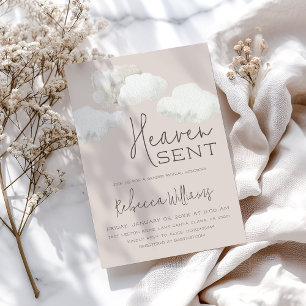 Dreamy Heaven Sent Gender Neutral Gender Reveal Inbjudningar