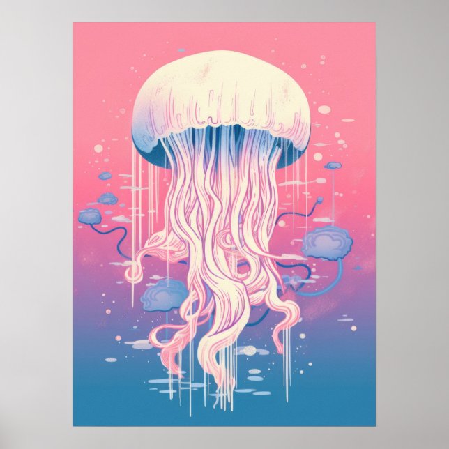 Dreamy Jellyfish in Ocean Hues Poster (Framsidan)