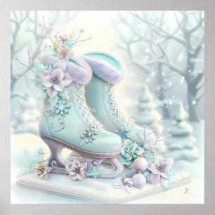 Dreamy jul Ice Skates Poster