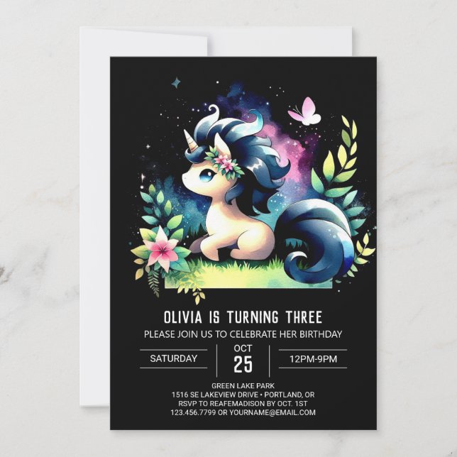 Dreamy Jungle Horse Birthday Inbjudningar (Framsida)