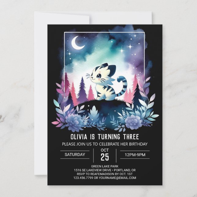 Dreamy Jungle Tiger Birthday Inbjudningar (Framsida)