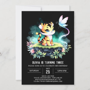 Dreamy Jungle Tiger Birthday Inbjudningar