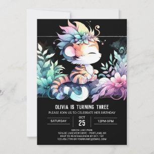 Dreamy Jungle Tiger Birthday Inbjudningar