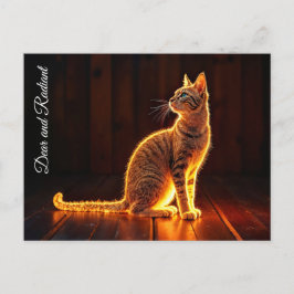 Dreamy kattdjur art guld cat porträtt underbara hu vykort