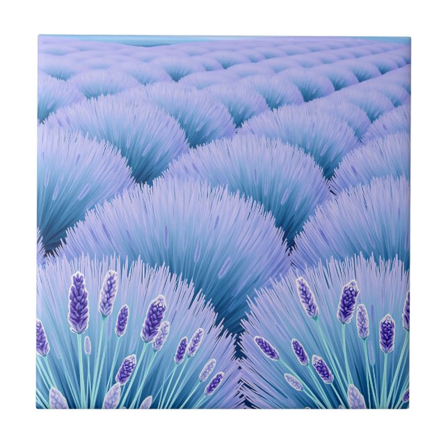 Dreamy Lavender Fields Aesthetic Purple Blue  Kakelplatta (Framsidan)