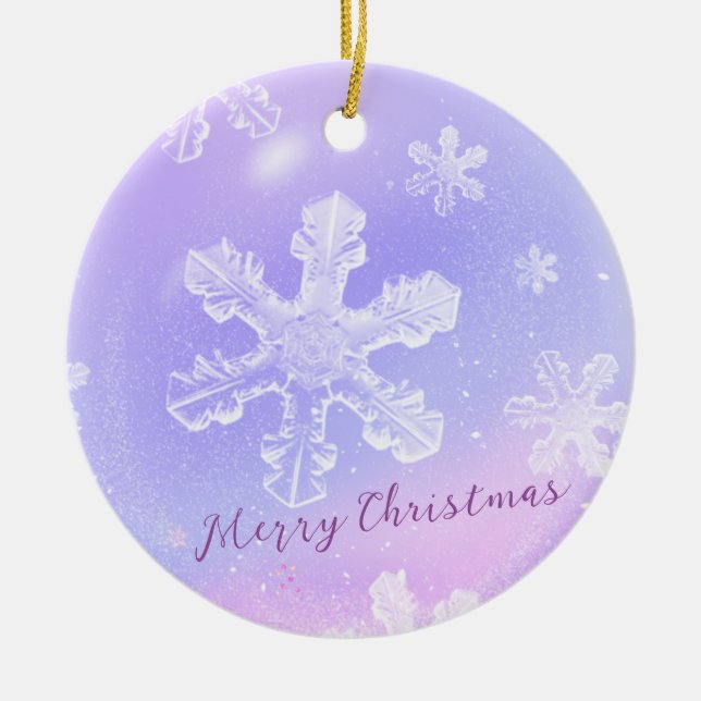 Dreamy Lila Crystal Boll Translucent Snowflake Julgransprydnad Keramik (Framsidan)