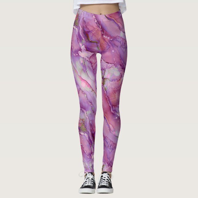 Dreamy Lila Marble Leggings (Framsida)