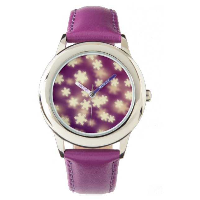 Dreamy Lila Snowflake Bokeh Ljus Armbandsur (Framsida)