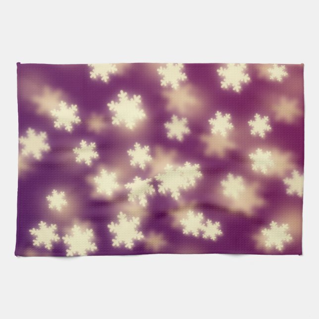 Dreamy Lila Snowflake Bokeh Ljus Kökshandduk (Horisontell)