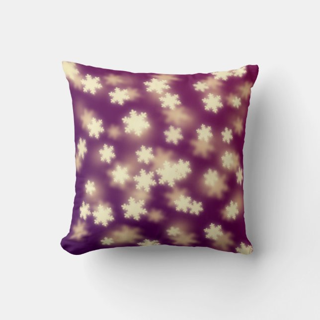 Dreamy Lila Snowflake Bokeh Ljus Kudde (Framsida)