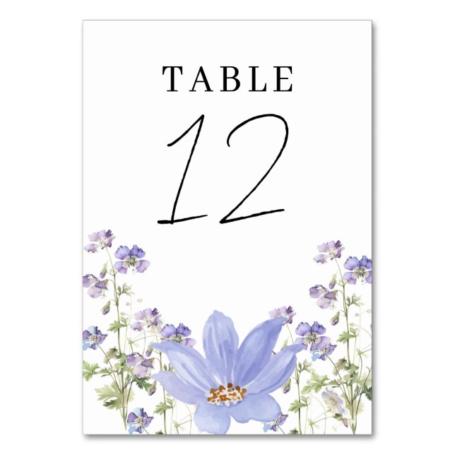 Dreamy Lilac Bröllop Bord Ställe nummer Bordsnummer (Framsidan)