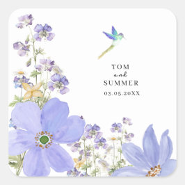 Dreamy Lilac Bröllop Fyrkantigt Klistermärke