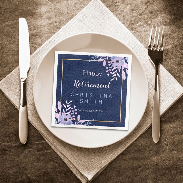 Dreamy Lilac Pastel Watercolor Pension Party Pappersservett (Dreamy Lilac Pastel Watercolor Retirement Party Paper Dinner Napkins)