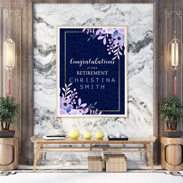 Dreamy Lilac Pastel Watercolor Pension Party Poster (Dreamy Lilac Pastel Watercolor Retirement Party Poster)