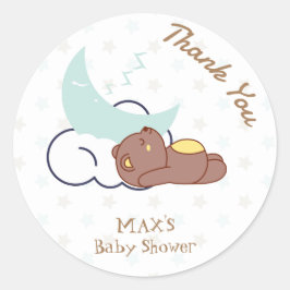 Dreamy Little Bear Cloud Baby Shower Tack Runt Klistermärke