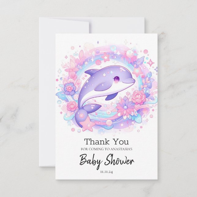 Dreamy Little Dolphin Baby Shower Tack Kort (Framsida)