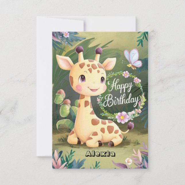 Dreamy Little Giraffe Birthday Kort (Framsida)