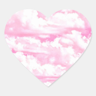 Dreamy Lycklig Rosa Clouds Hjärtformat Klistermärke