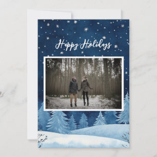 Dreamy Magic Navy Blue Minimalist Helgdag Photo Julkort