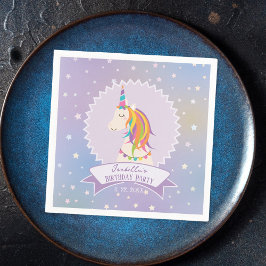 Dreamy Magic Rainbow Unicorn Girly Birthday Pappersservett