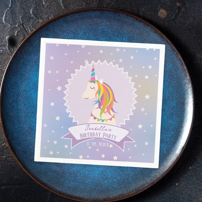 Dreamy Magic Rainbow Unicorn Girly Birthday Pappersservett (Skapare uppladdad)