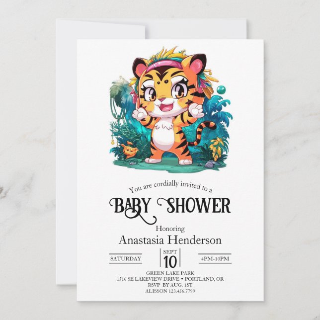 Dreamy Magic Tiger Digital Baby Shower Inbjudningar (Framsida)