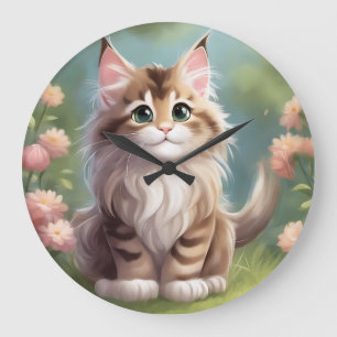 Dreamy Maine Coon Stor Klocka