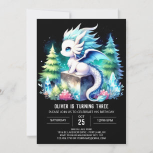 Dreamy Majestic Dragon Birthday Inbjudningar
