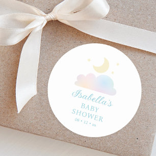 Dreamy Måne och Stars Cloud Nine Baby Shower Runt Klistermärke