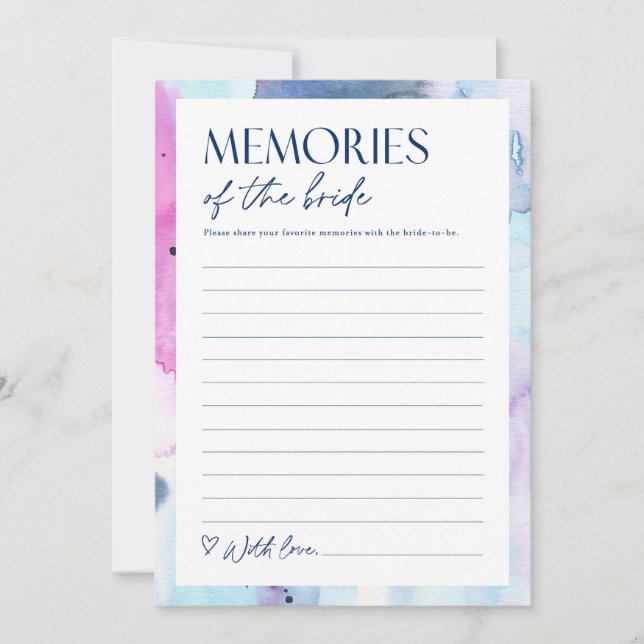 Dreamy Memories of the Bride Shower Activity Card Inbjudningar (Framsida)