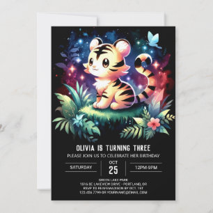 Dreamy Minimalist Tiger Birthday Inbjudningar