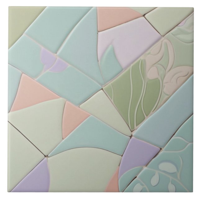 Dreamy Mint Abstrakt Modern Pastel Faux Mosaic Kakelplatta (Framsidan)