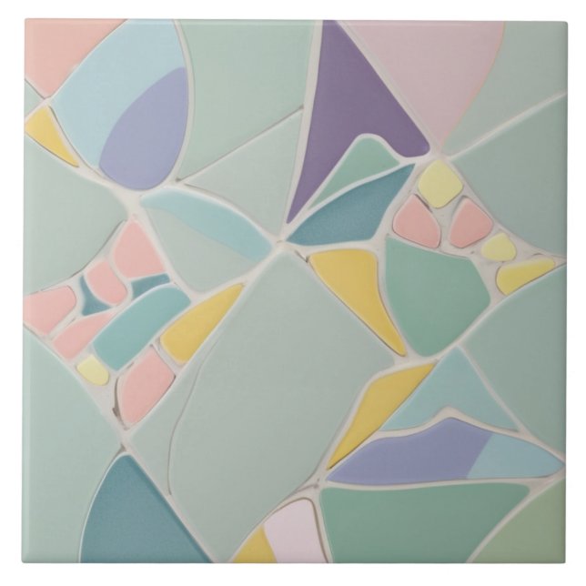 Dreamy Mint Abstrakt Modern Pastel Mosaic Kakelplatta (Framsidan)