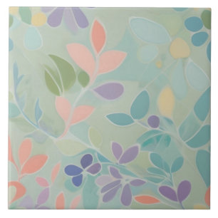 Dreamy Mint Blommigt Abstrakt Modern Pastel Flower Kakelplatta