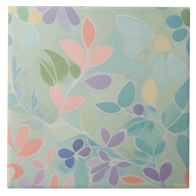 Dreamy Mint Blommigt Abstrakt Modern Pastel Flower Kakelplatta (Framsidan)